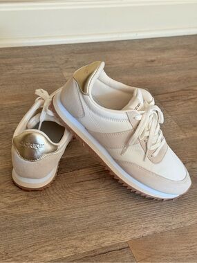 NWT J.Crew Retro Low Top Sneakers Mountain Ivory Gold Size 7 | New in Box